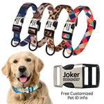 Fashion Print Personalized Engraved Name Dog Collar Leash Custom Puppy Pet Collars ID Tag for Small Medium Large Big Dogs