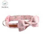 Lovely Pink Floral Dog Collar with Bow Tie Plastic Buckle Dog&Cat Necklace Pet Products fashion Dog Collar and Leash Sets