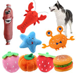 Fleece Squeak Toy for Small Dogs Cute Crayfish Crab Type Pet Dogs Sounding Toys Cat Fish Puppy Bone Squeaky Rope Toys