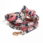 Fashion Flower Print Pets Dog Collar PU Leather Bowknot Puppy Cat Bow Tie Small Dog Collars Bandana Outdoor Pet Walking Leashes